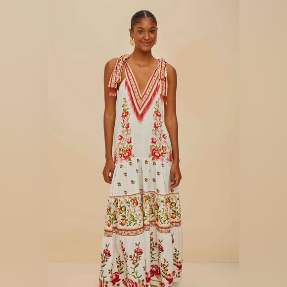 Farm Rio Off-White Apple Romance Maxi Dress - Picture 3 of 8